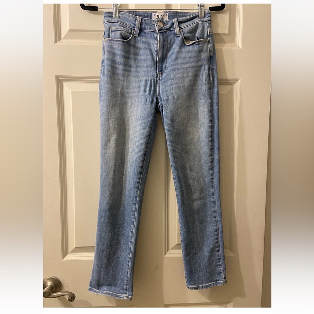 PAIGE Hoxton Slim Crop Light Blue Straight Jeans
